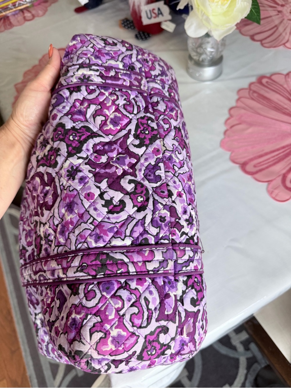 Vera Bradley Purple Quilted Floral Tote - Picture 5 of 9